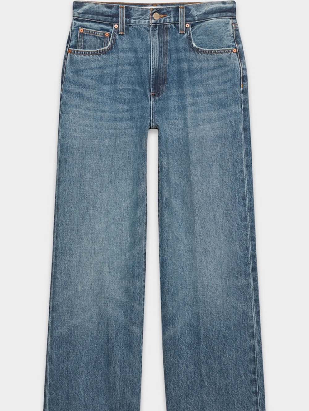 Denim Forum Womens Wide-Leg Flare Jeans in Medium Blue